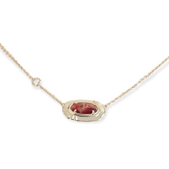 Kendra Scott Jewelry - KENDRA SCOTT Anna Short Pendant Necklace Gold Bronze Veined Maroon Jade Crystals